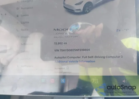 2022 Tesla Model Y from USA, damaged, VIN 7SAYGDEE5NF516604